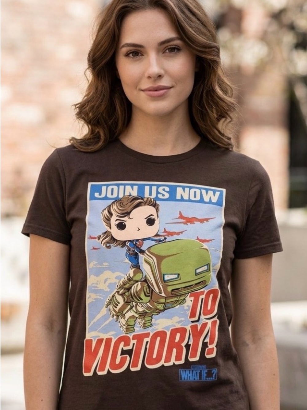 Marvel What If? Captain Carter Funko Pop Shirt - Unisex Size Medium Brown